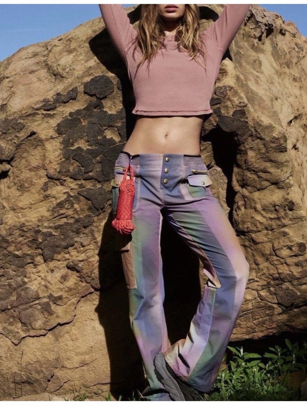 FP Movement Multicolor Rainbow Cascade Flare Hiking Pants in Cascade Gradient